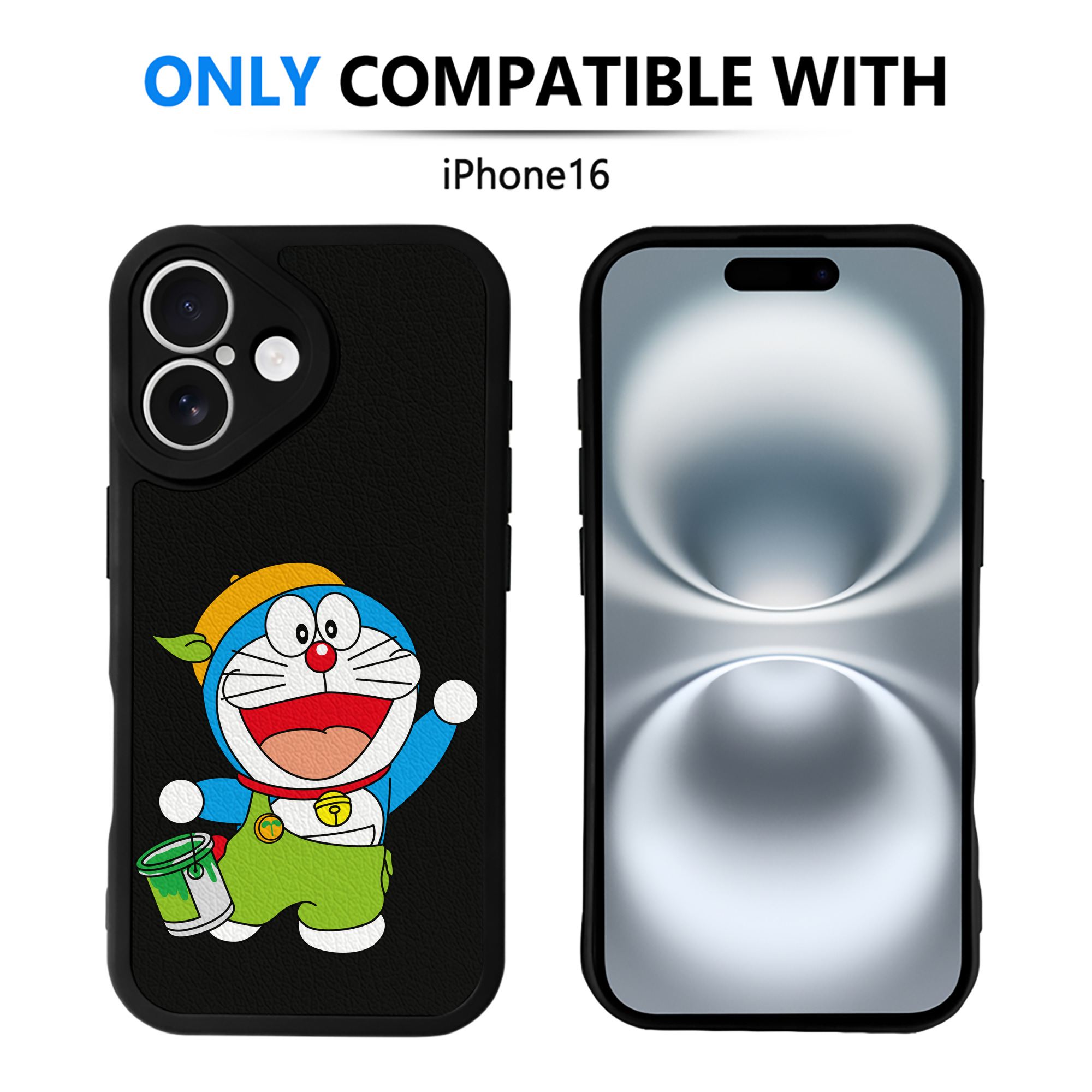 （画像用） ドラえもん Doraemon 【iPhone 16シリーズ対応】シリコンスマホケース（レザー調） 材質：シリコン